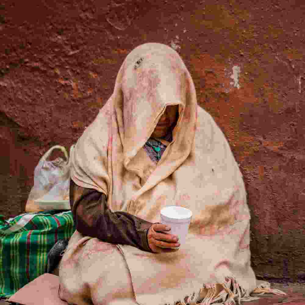 Beggar trapped in poverty mindset