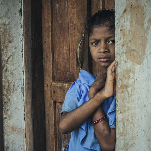 Girl from South Asia in poverty