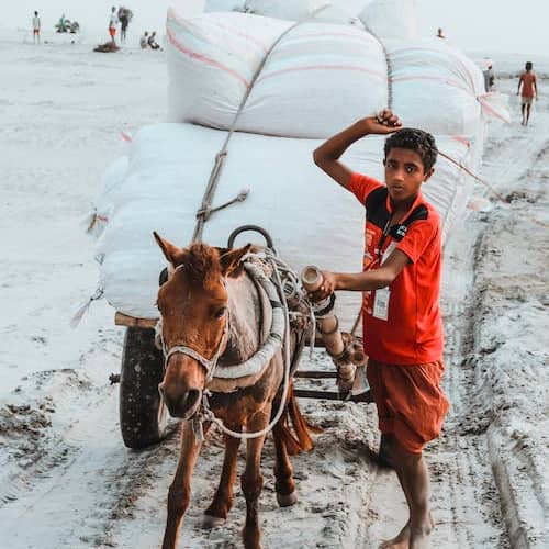 Boy in child labor in Bangladesh
