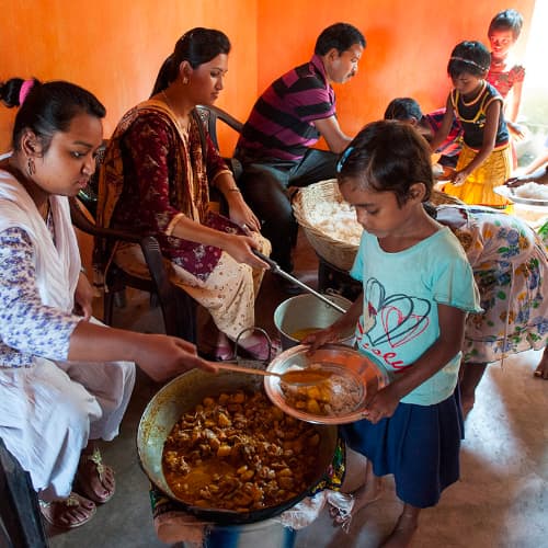Children enjoy nutritious food from GFA World (Gospel for Asia) child sponsorship program