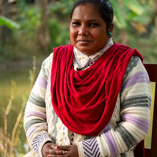 Kalyani, a GFA World (Gospel for Asia) woman national missionary, received a warm sweater through GFA gift distribution
