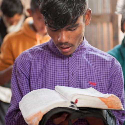 Young man reading God's Word
