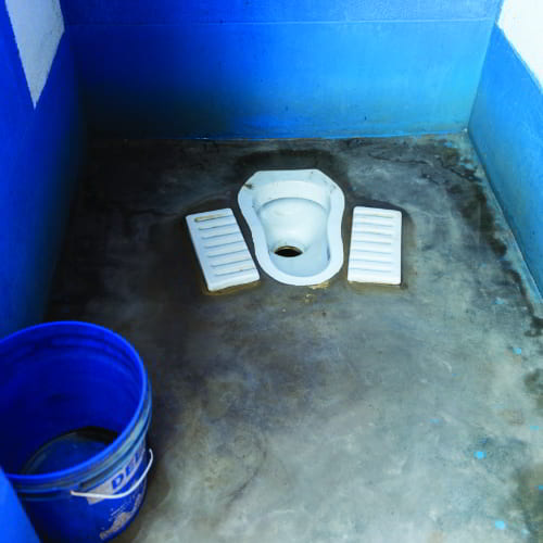 An outdoor toilet through GFA World promotes sanitation and helps safeguard health of families in South Asia