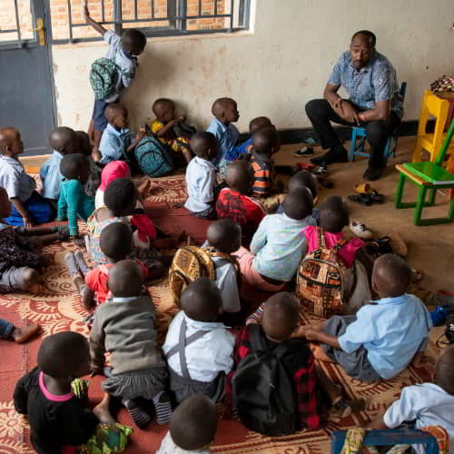 GFA World child sponsorship program class in Rwanda, Africa