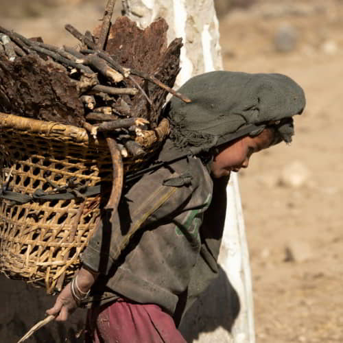 Young girl in child labor from South Asia