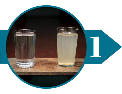 Contrast between clean water and contaminated water