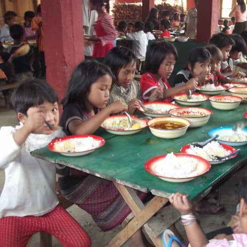 The children GFA World child sponsorship program are able to eat nutritious food