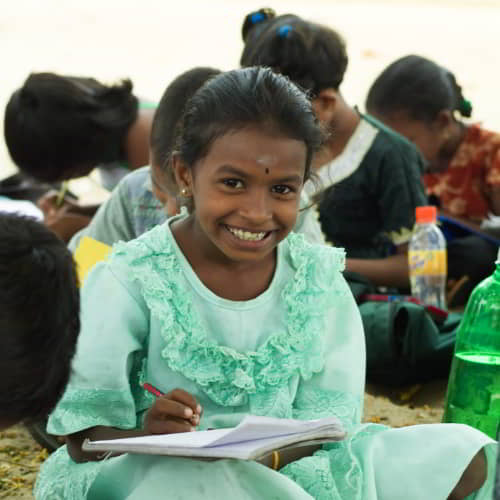 Young girl receiving an education through GFA World child sponsorship program
