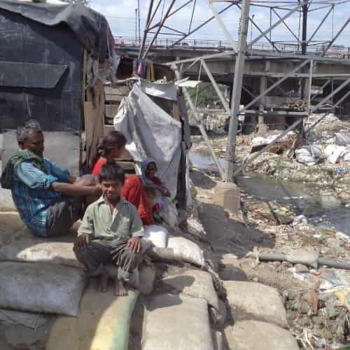 Family living in the slums