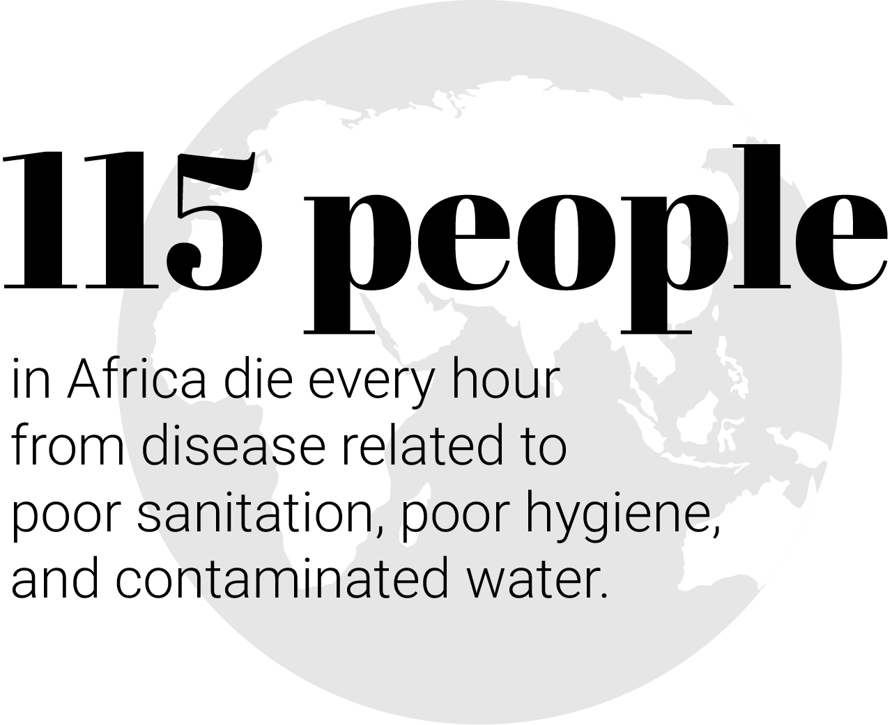 According to Global Citizen, “115 people in Africa die every hour from disease related to poor sanitation, poor hygiene, and contaminated water.”