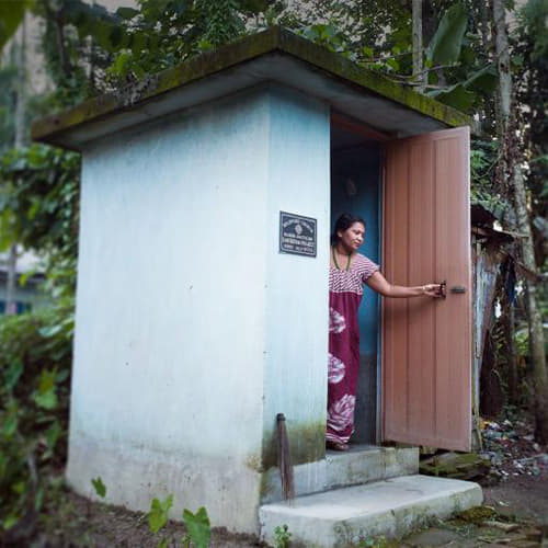 GFA World outdoor toilet provides sanitation to this community