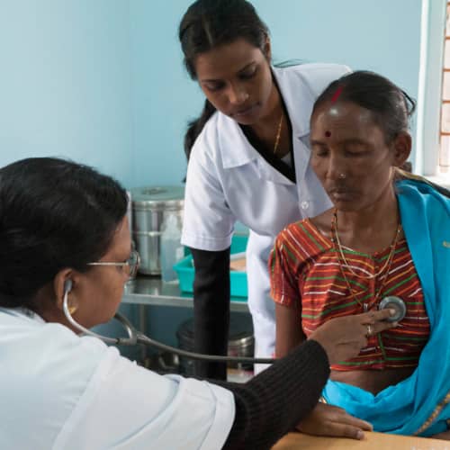 Woman receives treatment in GFA World (Gospel for Asia) medical camps