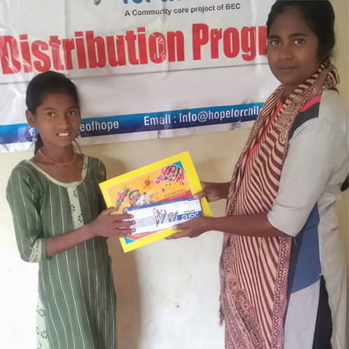 Ragna received school supplies through GFA World child sponsorship program
